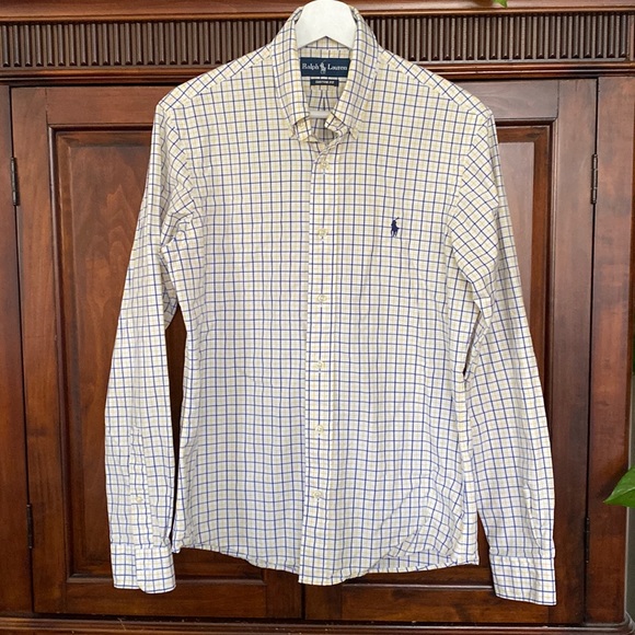 Ralph Lauren 100% cotton Custom Fit Long Sleeve Button Down Windowpane check - Picture 1 of 14